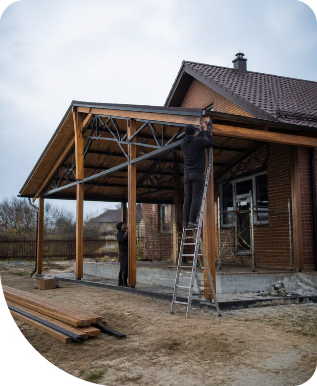Пристройка навеса к дому и участку в Кореновске под ключ