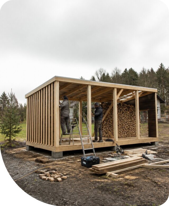 Хозблок с дровником под ключ в Кореновске с доставкой и монтажом